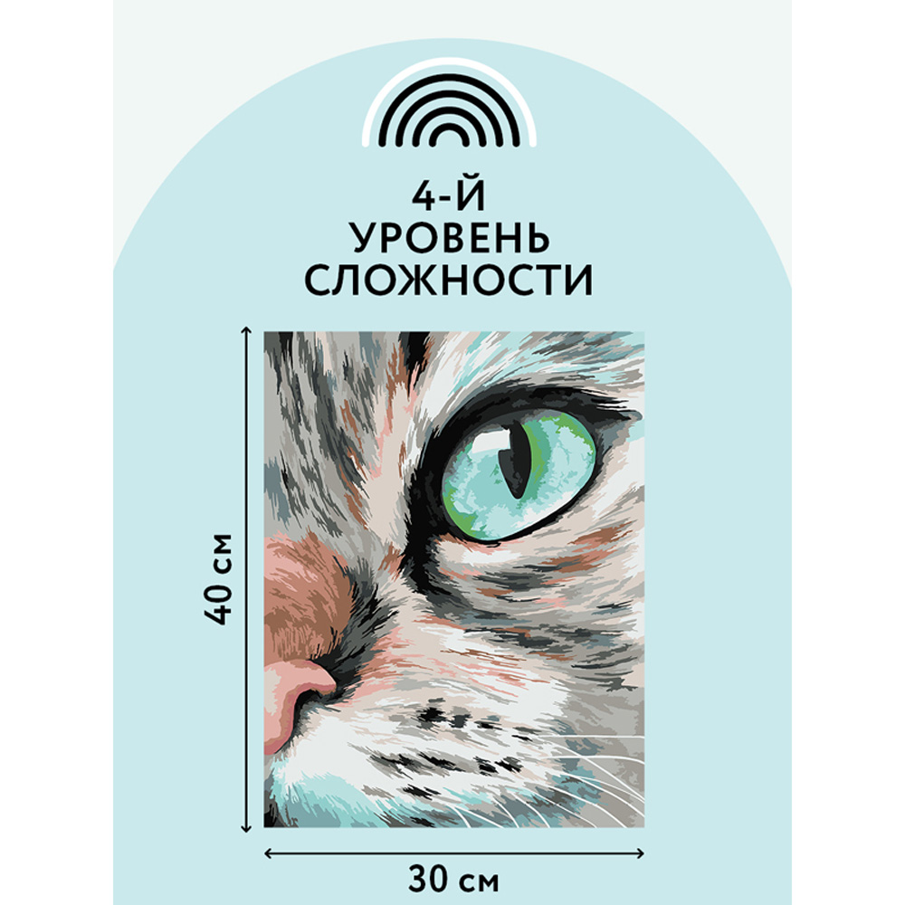 Картина по номерам ТРИ СОВЫ на холсте Кошачий взгляд 30*40 с акриловыми красками и кистями - фото 4