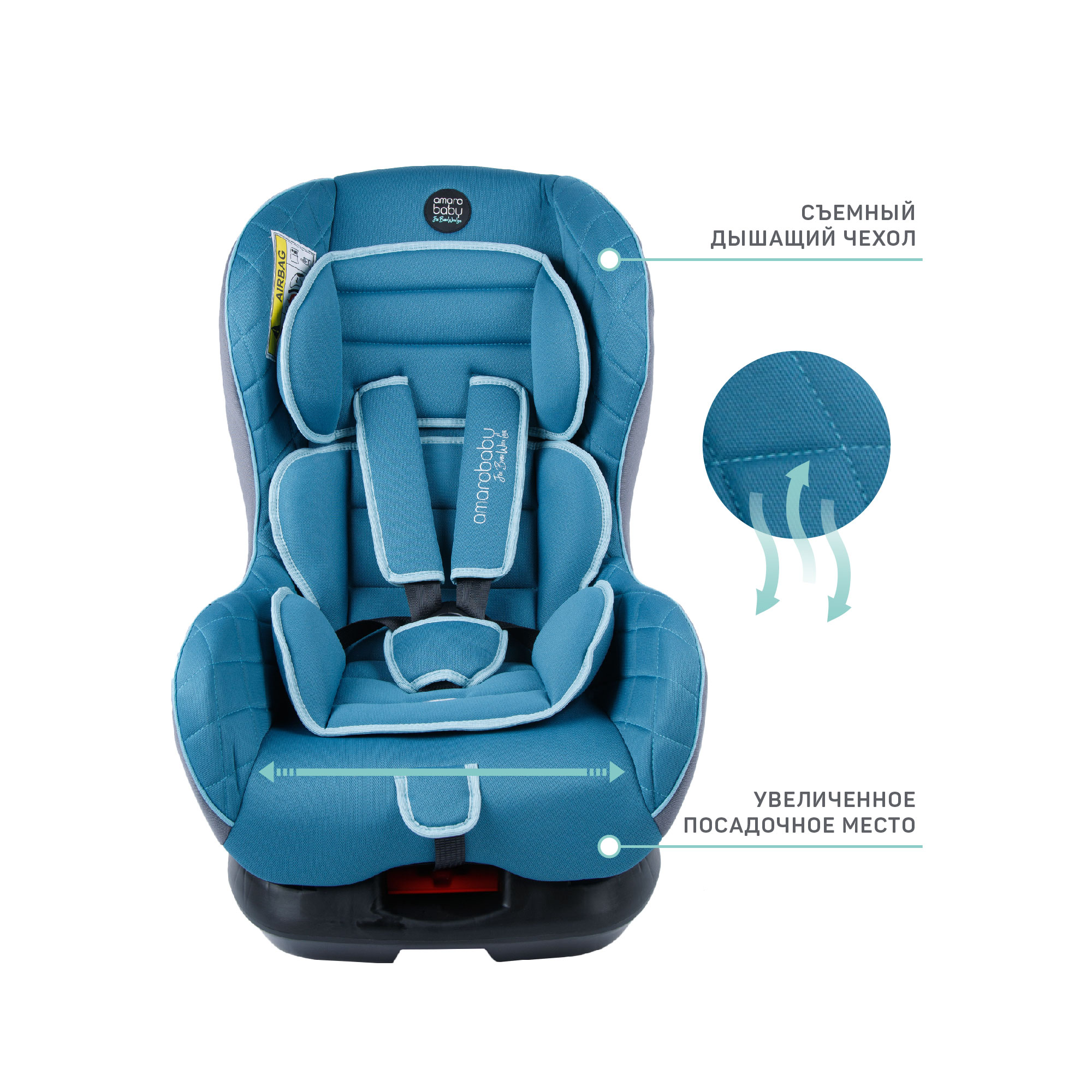 Автокресло детское AmaroBaby Safety группа 0+ I бирюзовый - фото 7