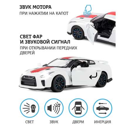 Автомобиль АВТОпанорама Nissan GT R R35 1:32 белый