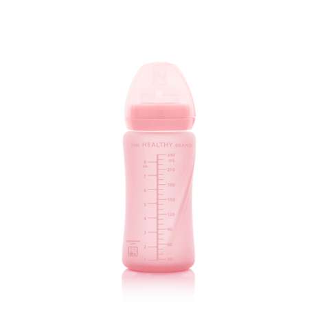 Бутылочка Everyday Baby стеклянная с защитным силиконовым покрытием 240 мл розовый