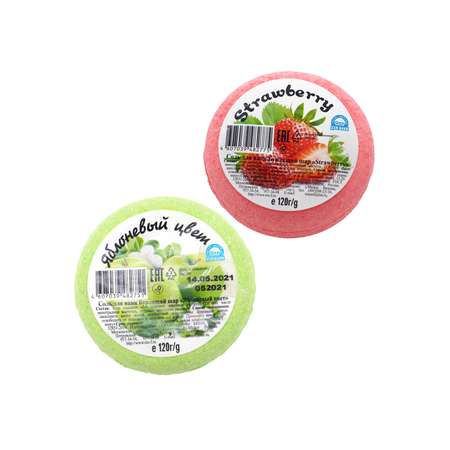Соль для ванн Ресурс Здоровья Бурлящие пончики Яблоневый цвет и Strawberry 2шт по 120 г