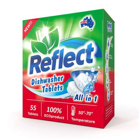 ЭКО Таблетки для ПММ Reflect бесфосфатные без запаха биоразлагаемые 1 пачка - 55 штук