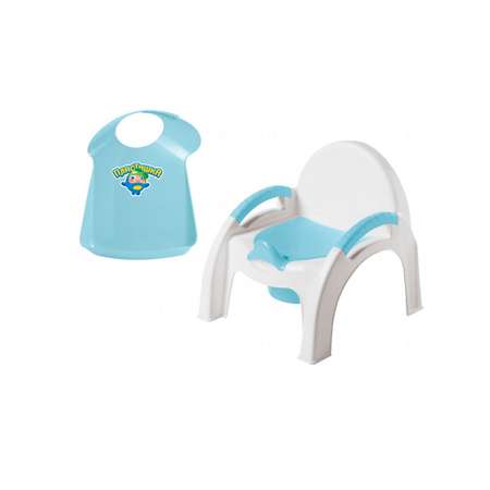 Набор детский БЫТПЛАСТ Горшок-стульчик + Нагрудник голубой