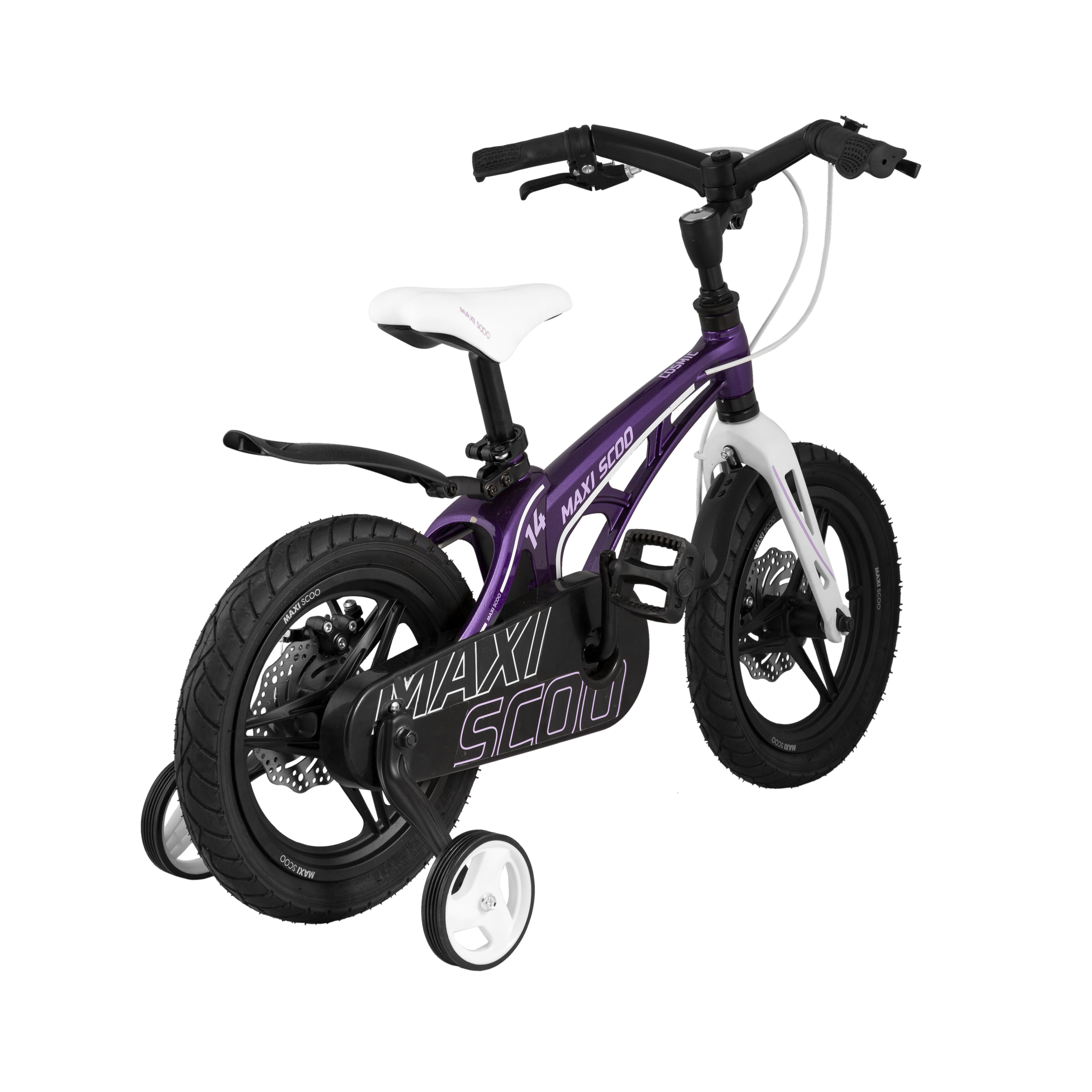 Детский двухколесный велосипед Maxiscoo Cosmic делюкс плюс 14 фиолетовый - фото 4