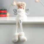 Кукла интерьерная Зимнее волшебство «Ангелочек с кудряшками в белом с сердечком» длинные ножки 42х9х17 5 см 757530