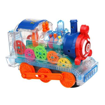 Светящаяся машинка 1TOY с шестеренками Движок музыкальная со светом паровоз детский поезд