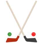Набор для хоккея Задира Клюшка хоккейная детская 2 шт черная + красная + шайба + мячик