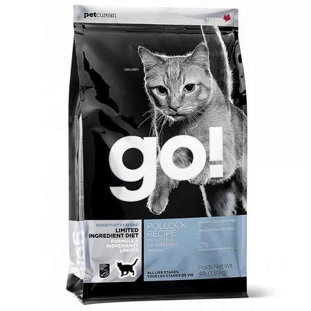 Корм сухой для кошек GO 3.63кг беззерновой с треской для чувствительного пищеварения