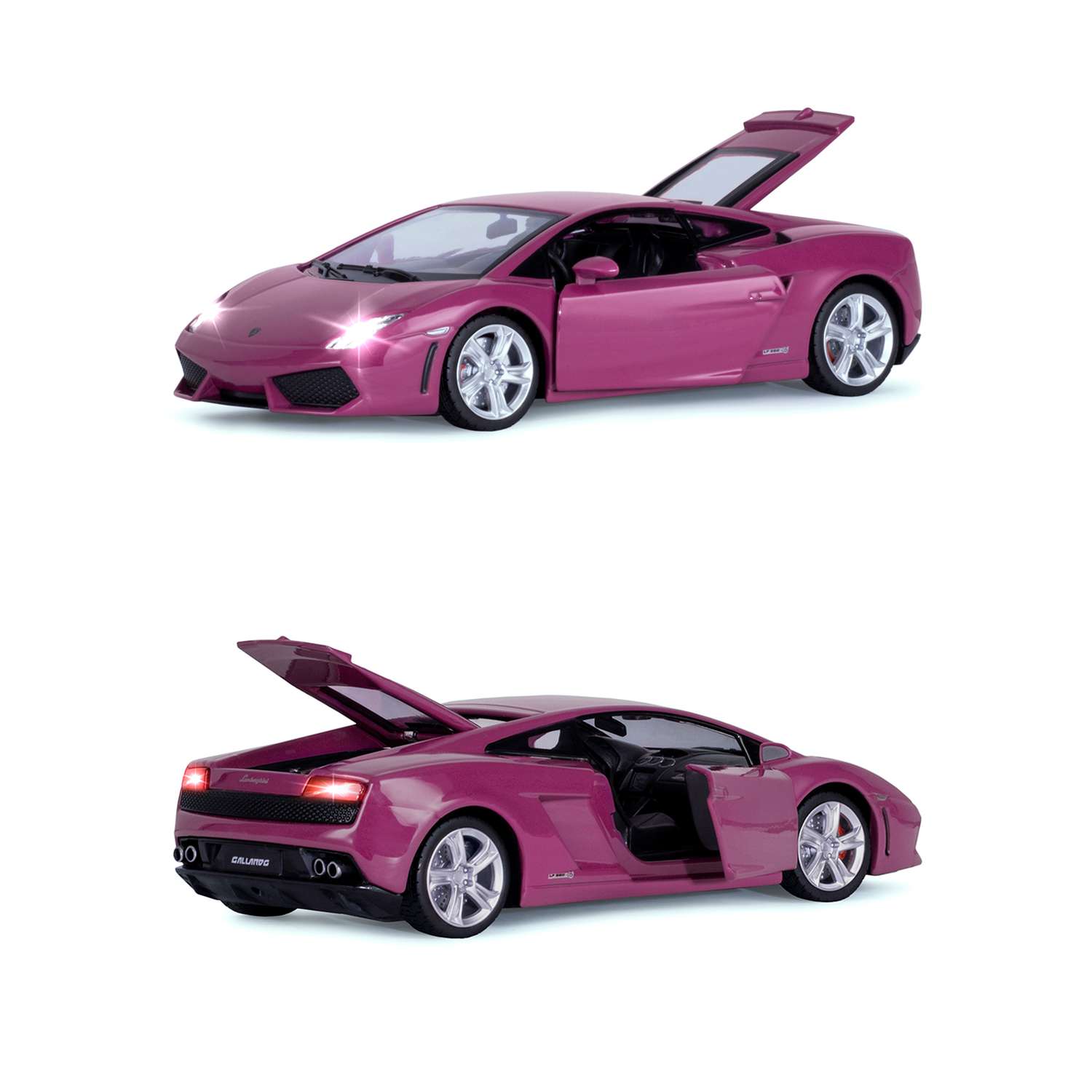 Машинка металлическая АВТОпанорама 1:24 Lamborghini Gallardo розовый свободный ход колес JB1251383 - фото 6