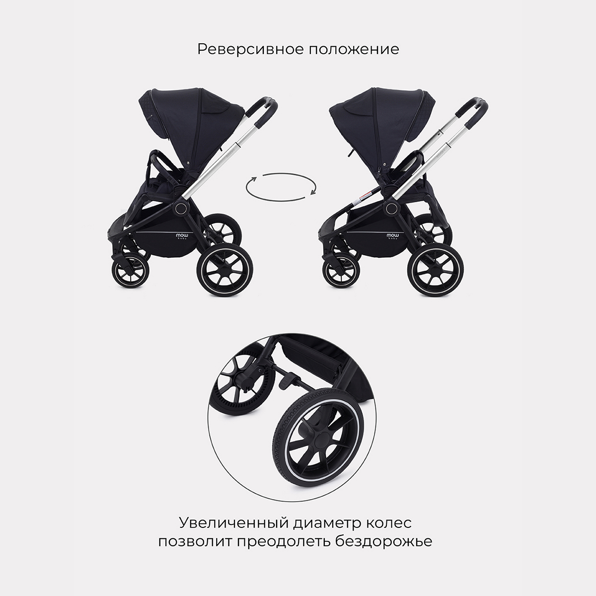 Коляска детская универсальная MOWbaby 3в1 ZOOMPU RA087 Silver Black - фото 10