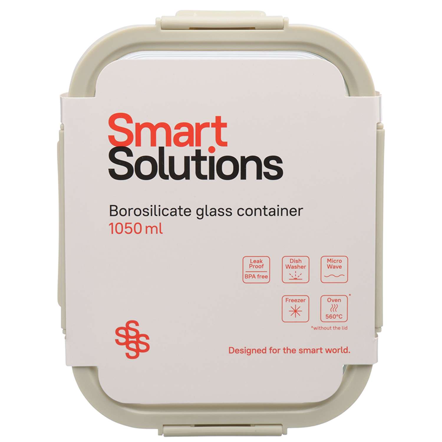Контейнер для еды Smart Solutions стеклянный 1050 мл светло-бежевый - фото 6