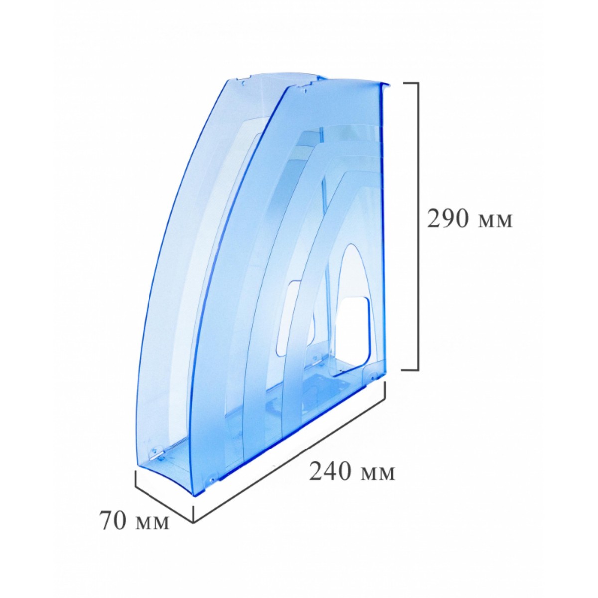 Вертикальный накопитель Attache 70мм office прозрачный голубой 2 штуки - фото 3