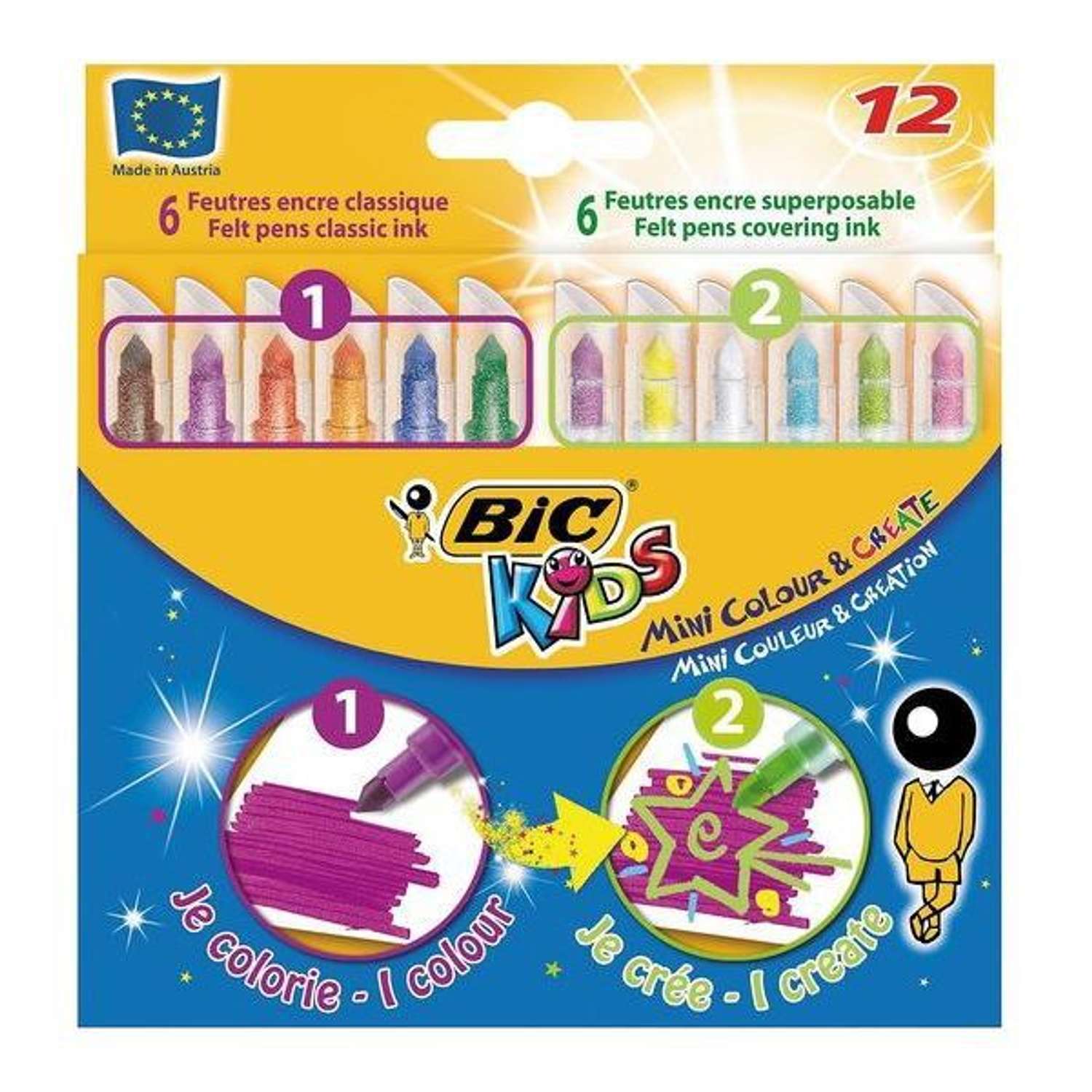 Фломастеры BIC Kids Рисуй и Твори 12 цветов - фото 1