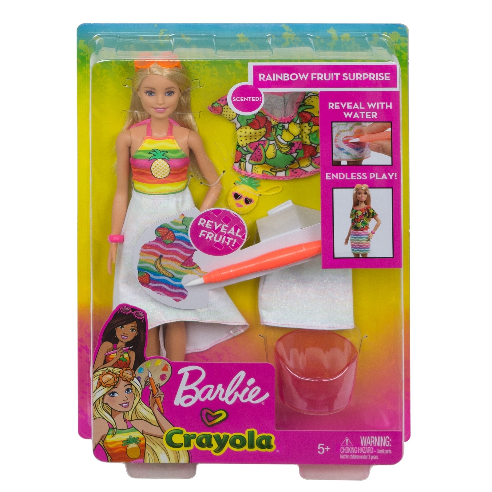 Кукла Barbie Крайола Радужный фруктовый сюрприз 1 GBK18 купить по цене 199  ₽ в интернет-магазине Детский мир