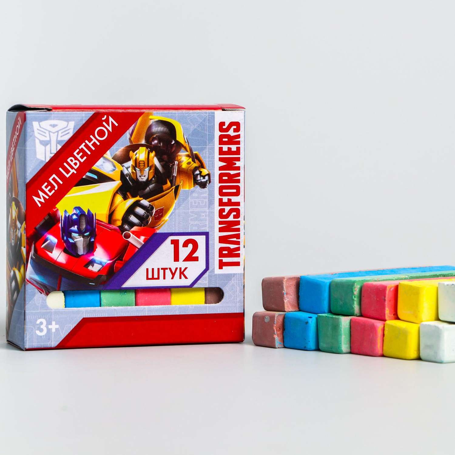 Набор мелков школьных Hasbro 12 штук 6 цветов «Трансформеры» - фото 2