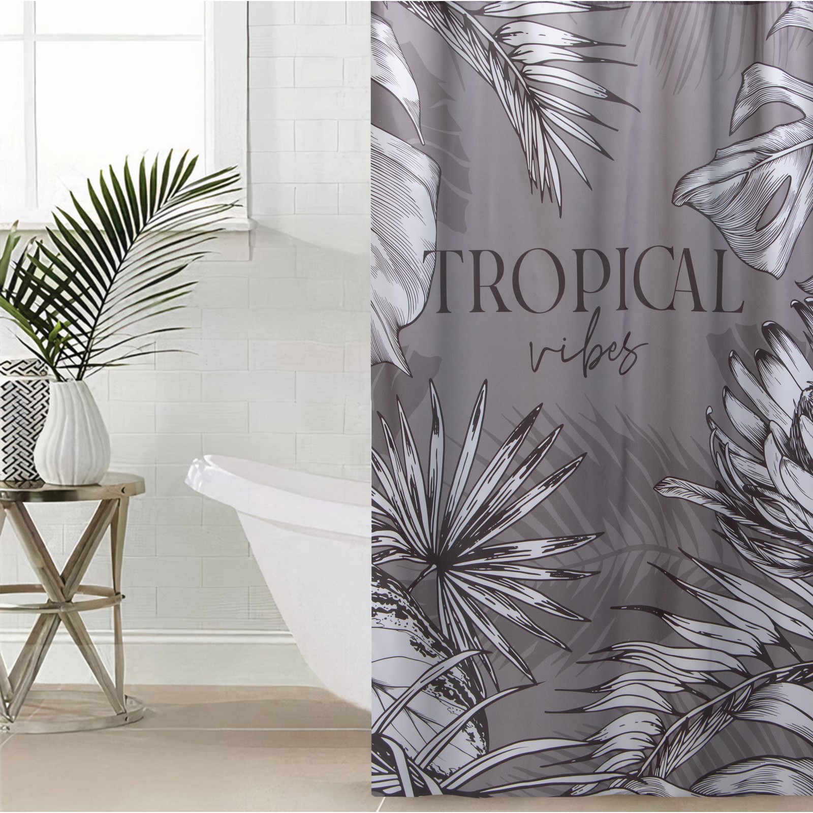 Штора для ванны Этель Tropical vibes 145 х 180 см полиэстер - фото 1