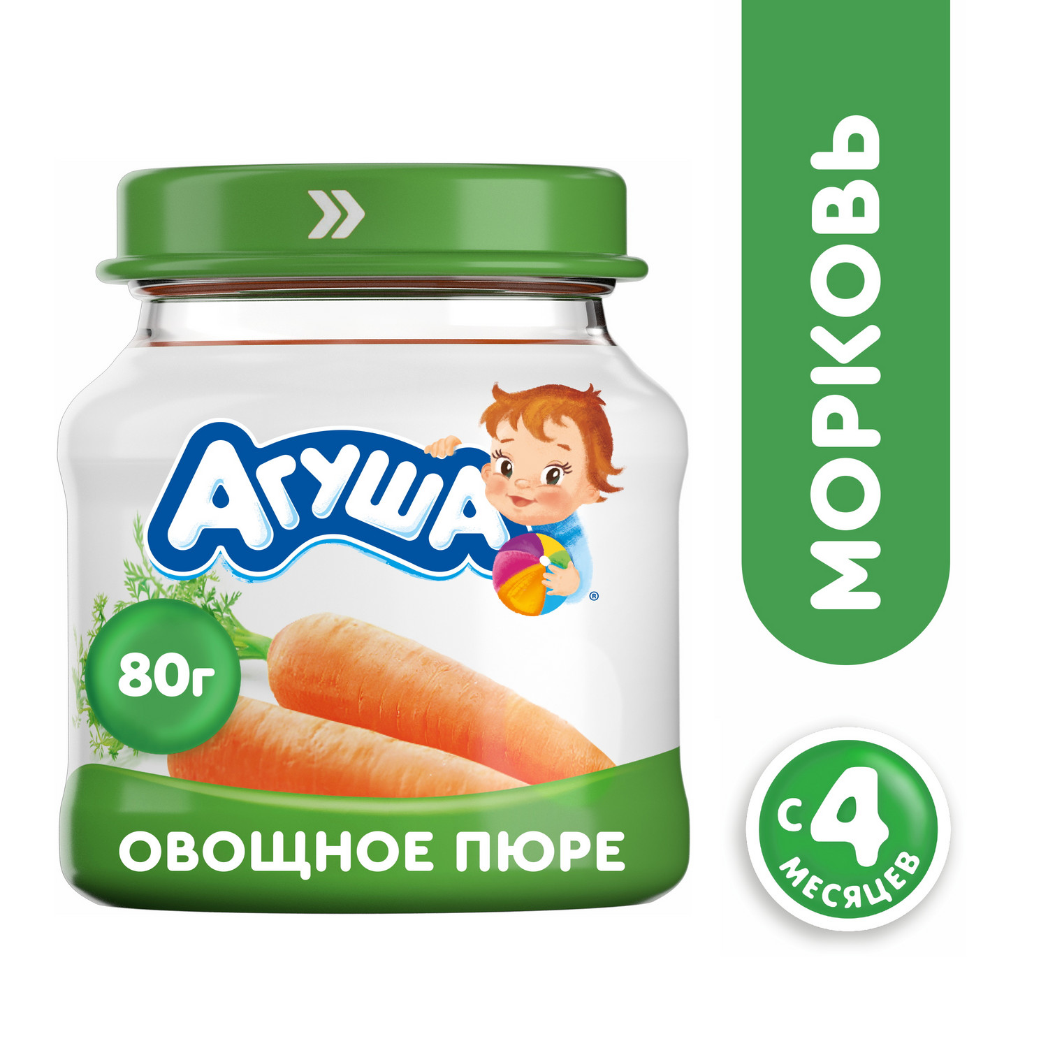 Пюре Агуша морковь 80г с 4месяцев