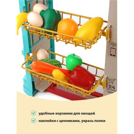 Игровой набор Veld Co тележки и корзинки, прилавок, касса, продукты