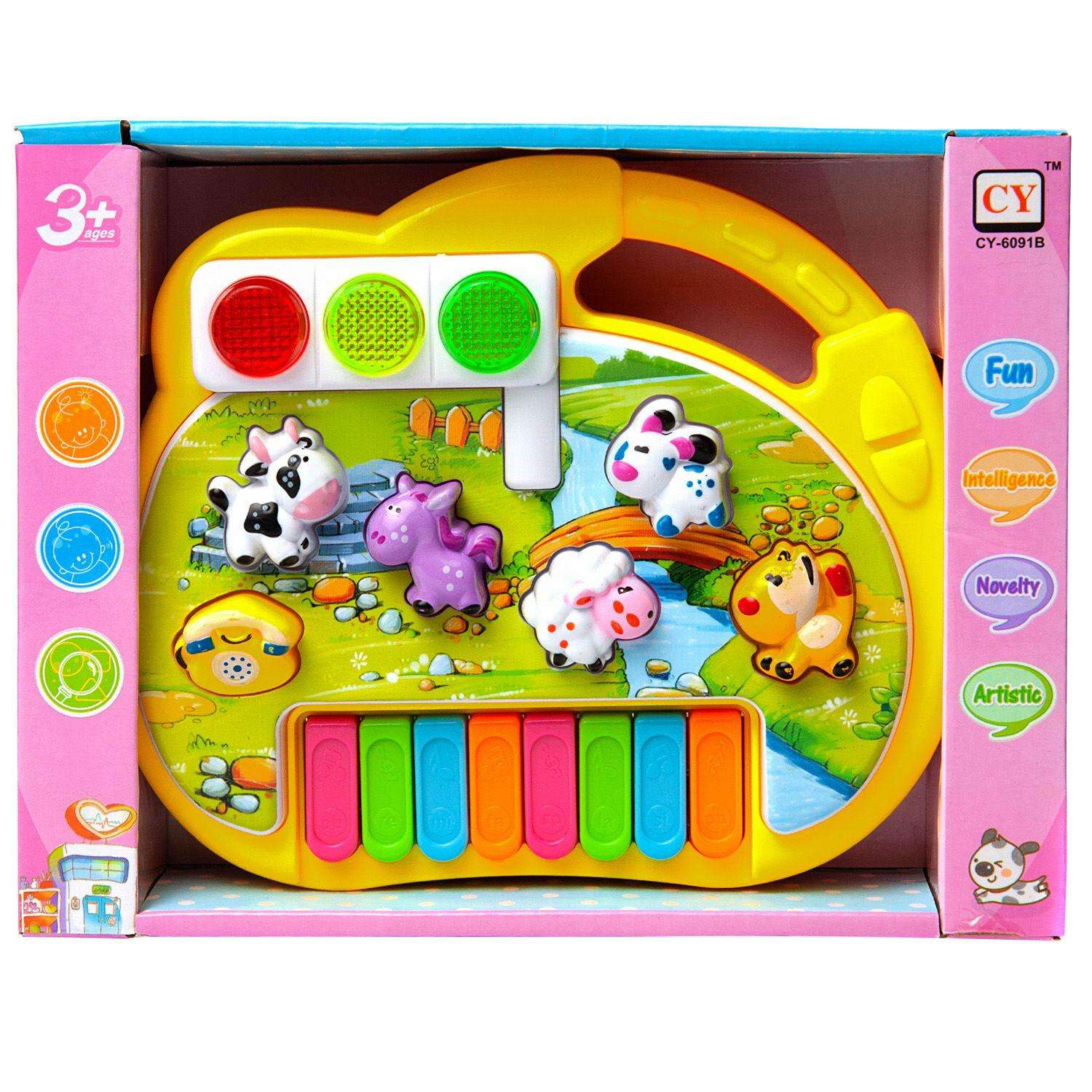 Музыкальная игрушка Junfa пианино звуки животных световые эффекты - фото 1