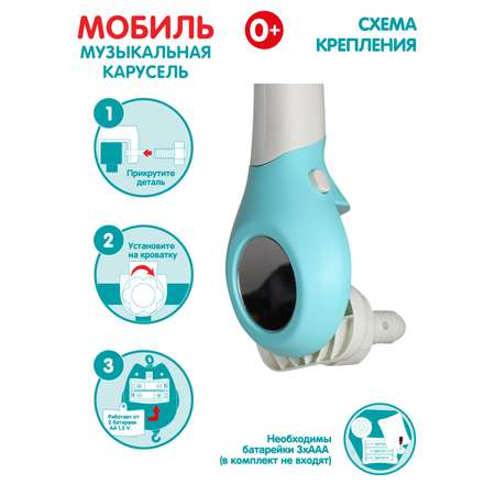 Мобиль на кроватку Smart Baby на батарейках музыкальная 500 мелодий JB0333927