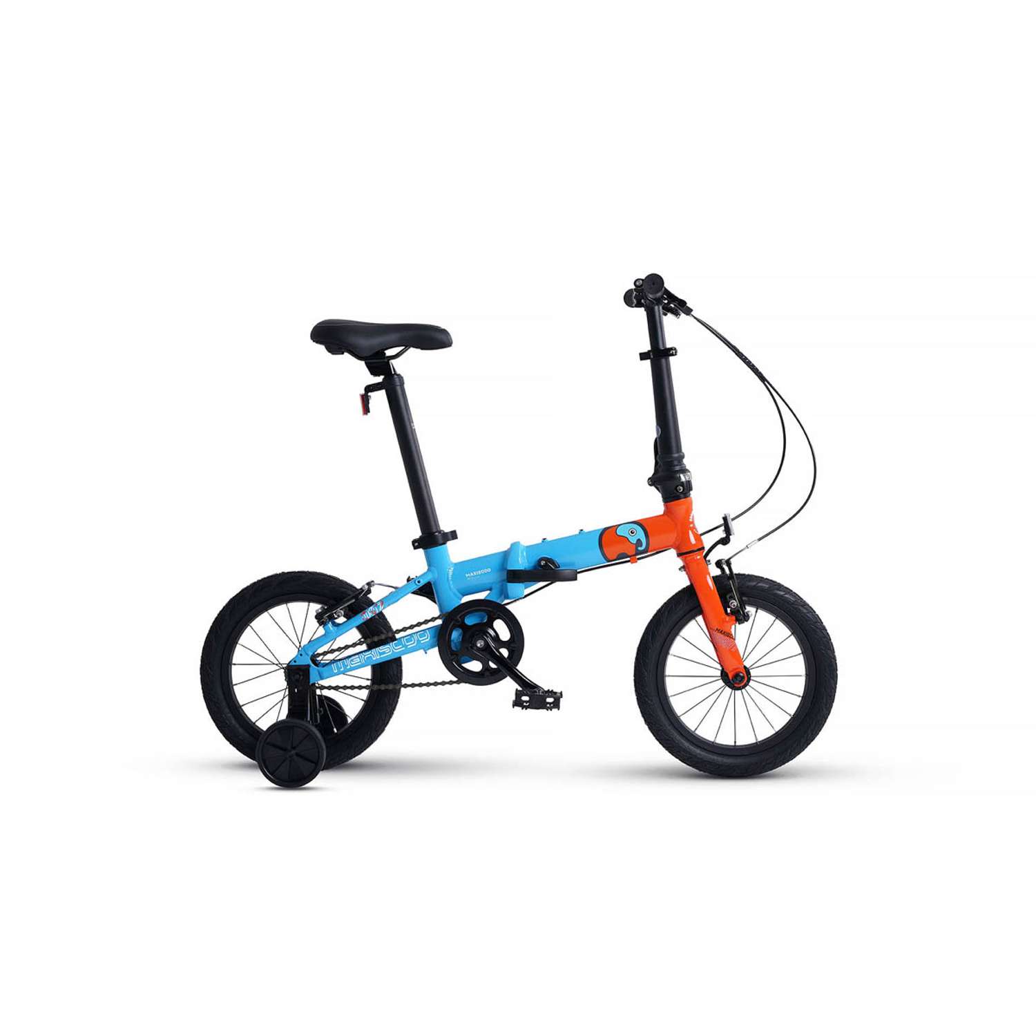 Велосипед Детский Складной Maxiscoo S007 pro 14 синий с оранжевым - фото 1