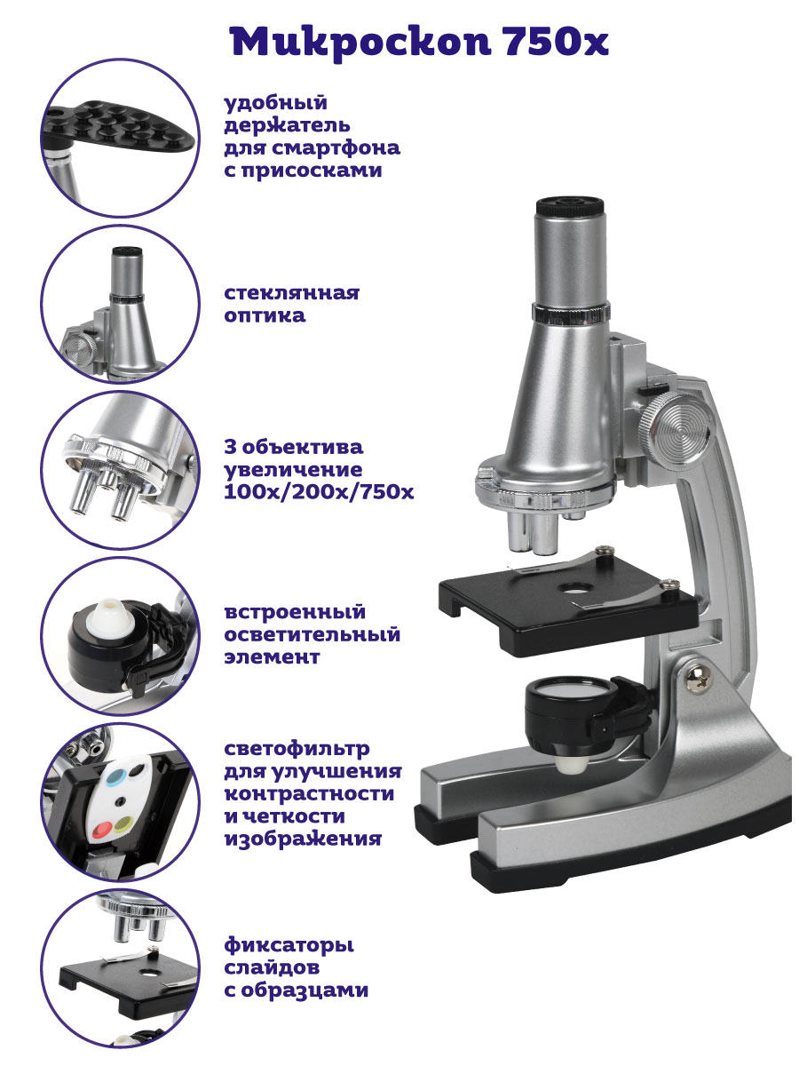 Микроскоп ON TIME школьный 750х купить по цене 1911 ₽ в интернет-магазине  Детский мир