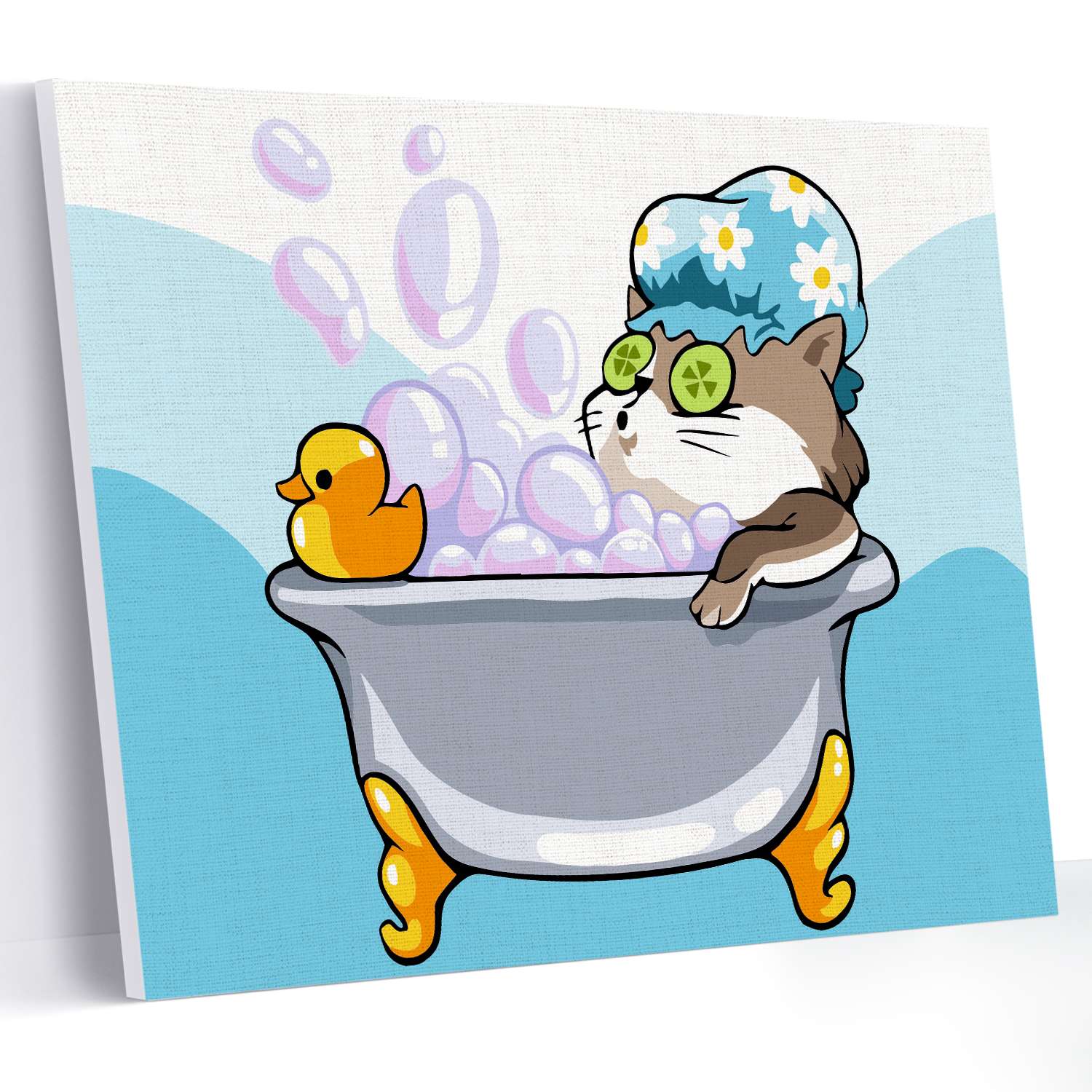 Картина по номерам ARTOP на картоне 15х21 Котик в ванной живопись роспись - фото 1