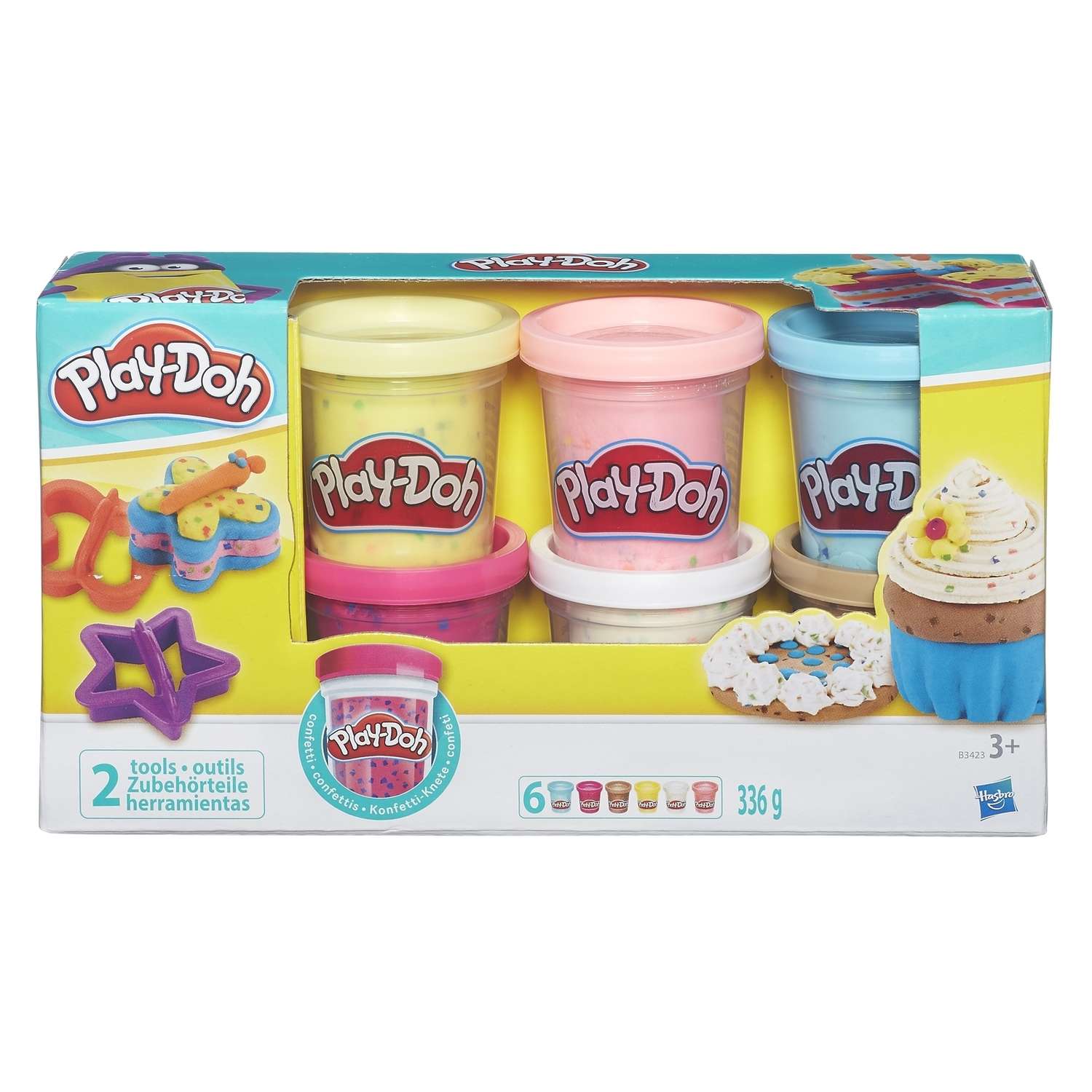 Набор Play-Doh 6 баночек с конфетти - фото 1