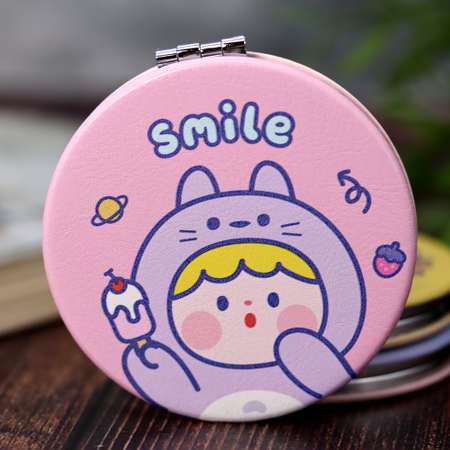 Зеркало карманное iLikeGift Smile cat hat pink с увеличением