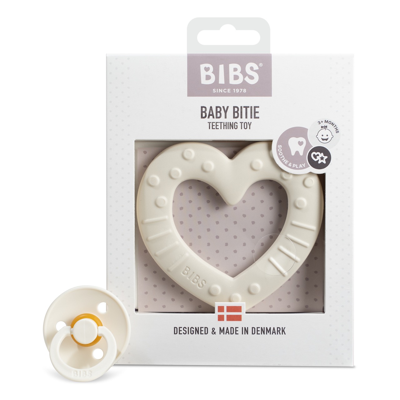 Прорезыватель грызунок BIBS Baby Bitie Heart Ivory - фото 2