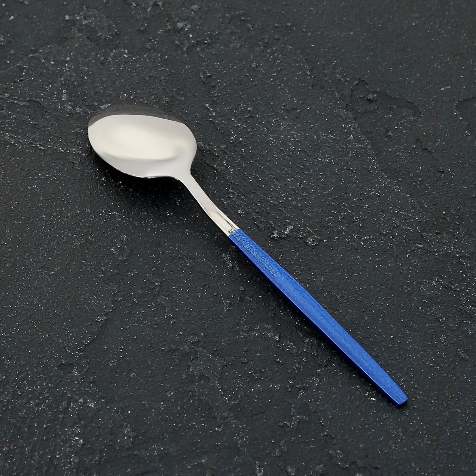 Ложка MAGISTRO Блинк цвет серебро синяя ручка на подвесе - фото 2