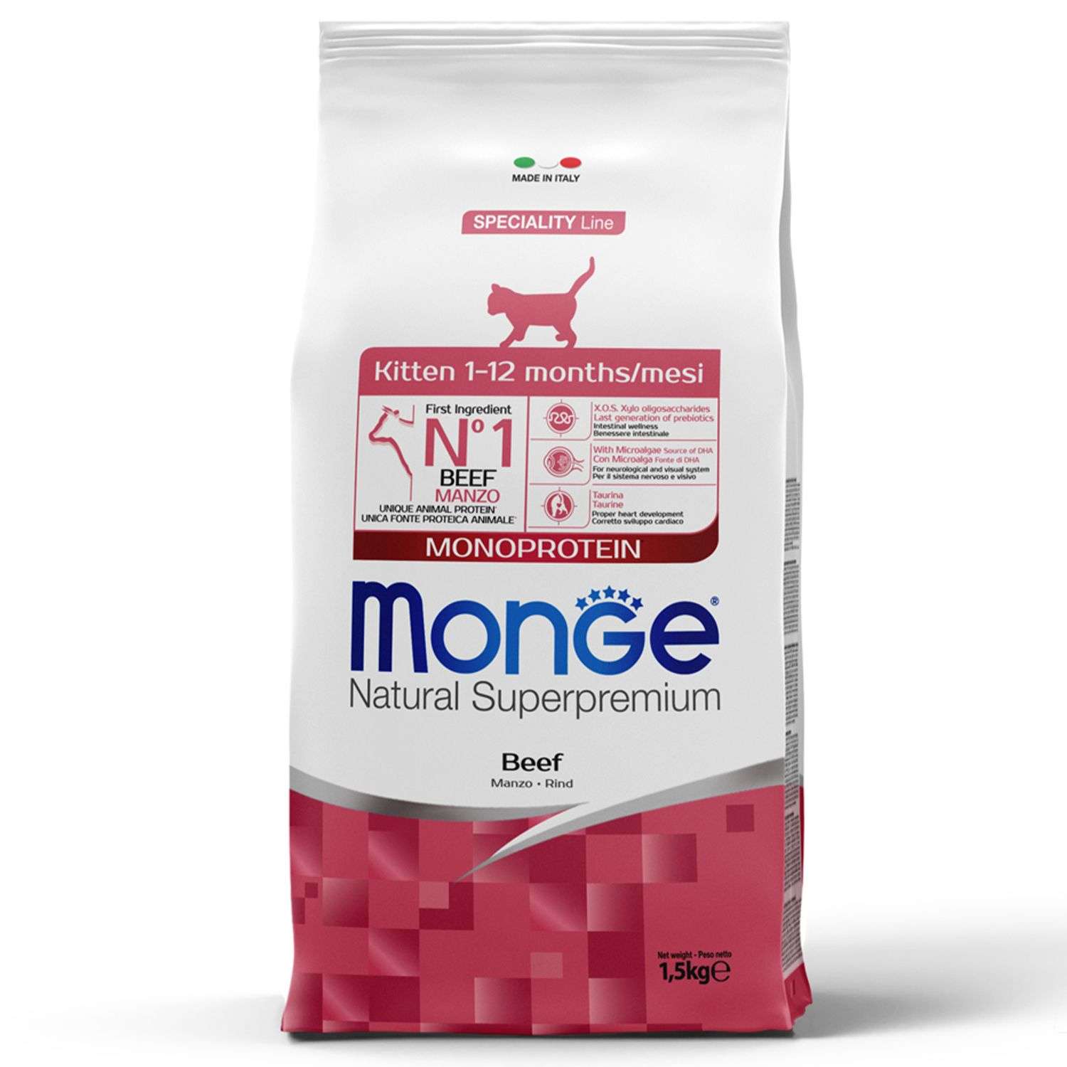 Корм для котят MONGE 1.5кг Cat Monoprotein говядина - фото 1