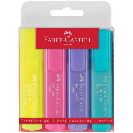 Набор текстовыделителей Faber Castell 46 Superfluorescent+Pastel 1-5м 4шт 154610