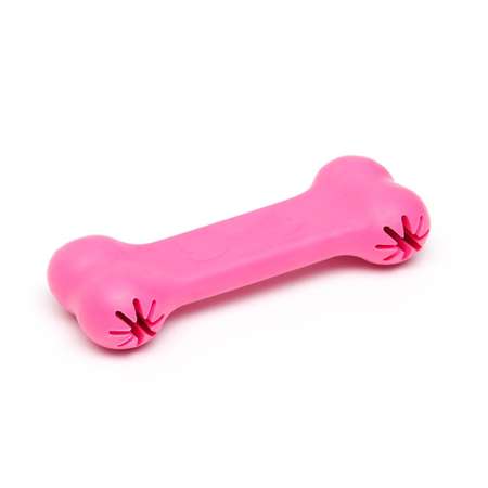 Игрушка Пижон жевательная «Вкусная кость» с отверстиями для лакомств TPR 11 см розовая