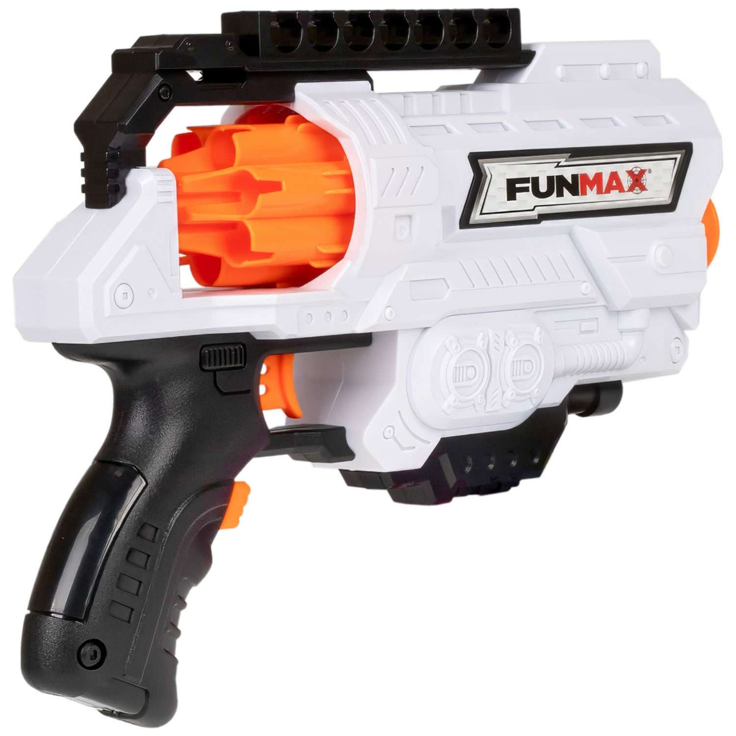 Бластер с мягкими пулями FunMax 1TOY Детское игрушечное оружие пистолет для мальчиков барабан на 6 выстрелов 16 снарядов - фото 7