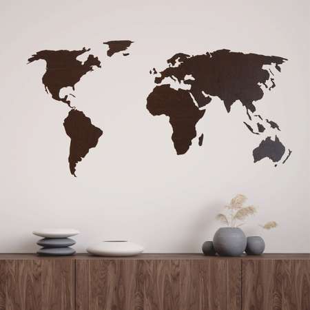 Карта мира настенная Afi Design деревянная 120х60 см Premium венге