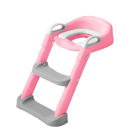 Мягкое сиденье для унитаза WiMI с лестницей и 2 накладками розовое