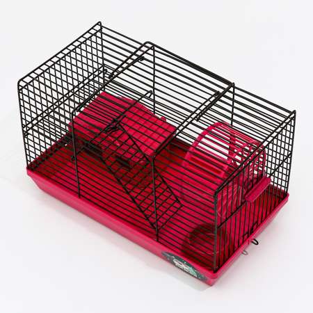Клетка-мини Пижон для грызунов укомплектованная 27 х 15 х 16 см рубиновая