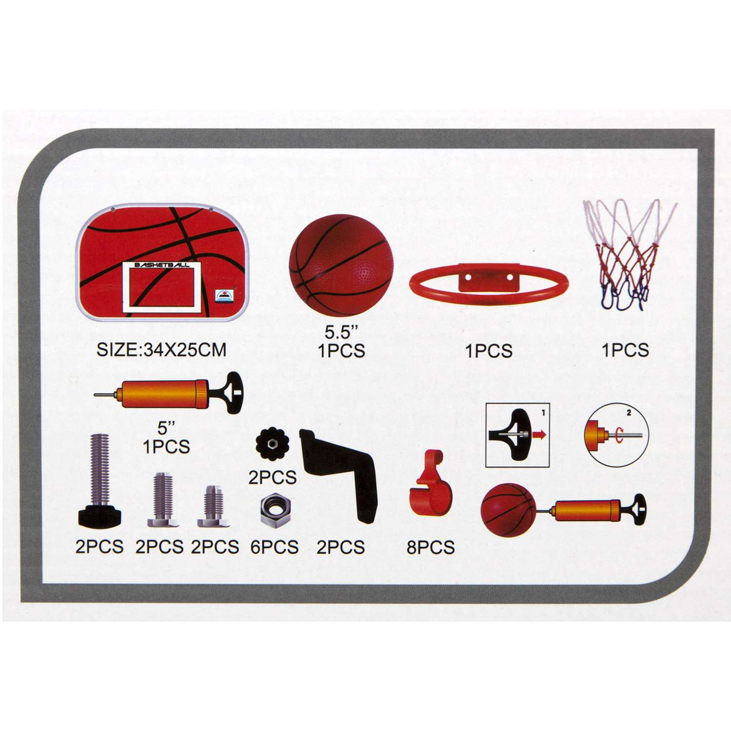 Набор для игры в баскетбол S+S корзина со щитом мяч насос - фото 3