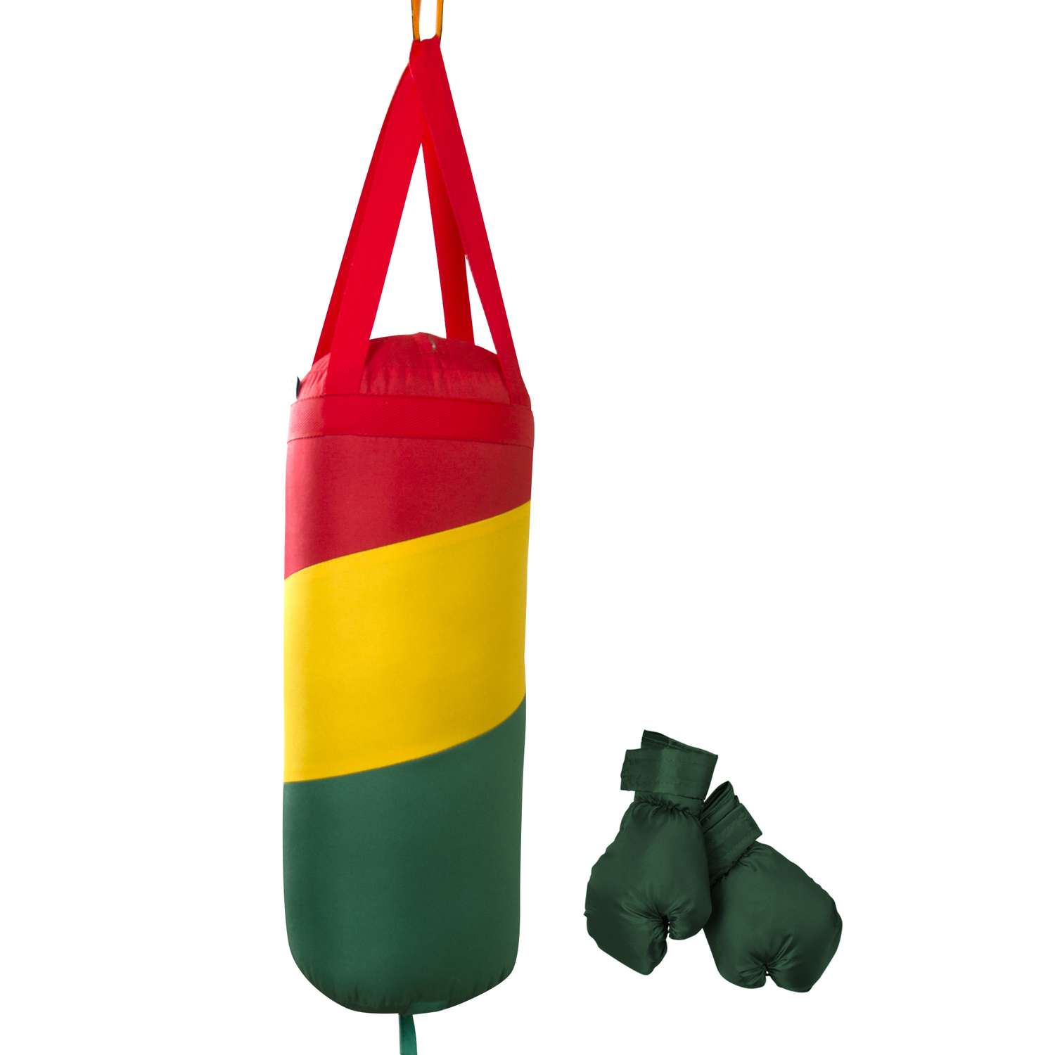 Детский набор для бокса Belon familia груша 50х20 см с перчатками цвет красный желтый зеленый - фото 1