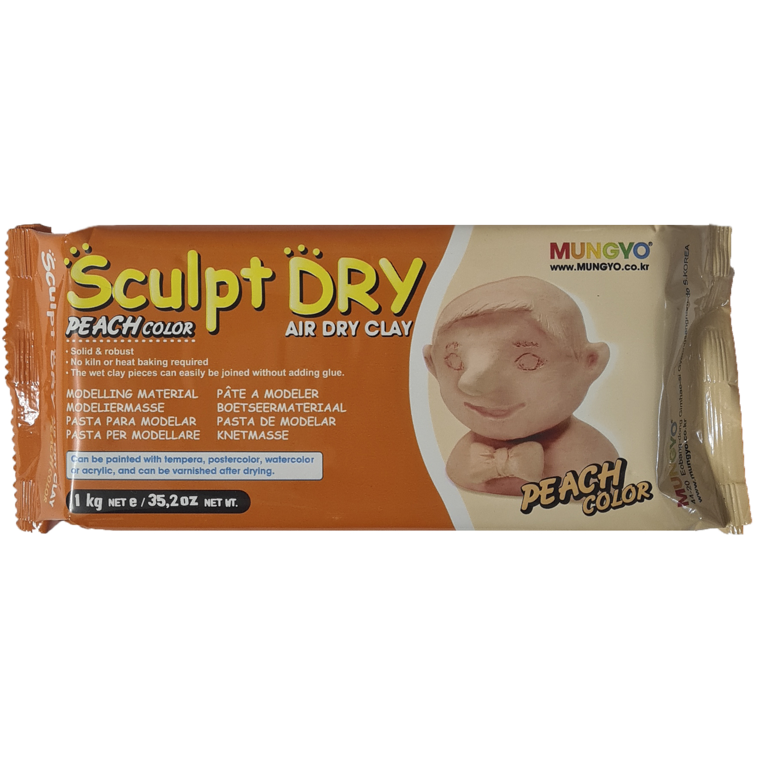 Глина для моделирования MUNGYO Sculpt Dry персиковая 1000 грамм - фото 1