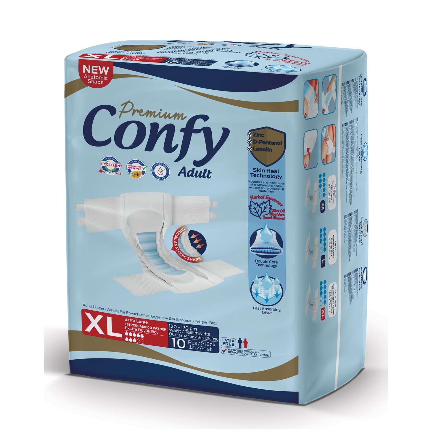Подгузники для взрослых CONFY Adult Premium XL10 размер XL талия 120-170 см 10 шт - фото 2