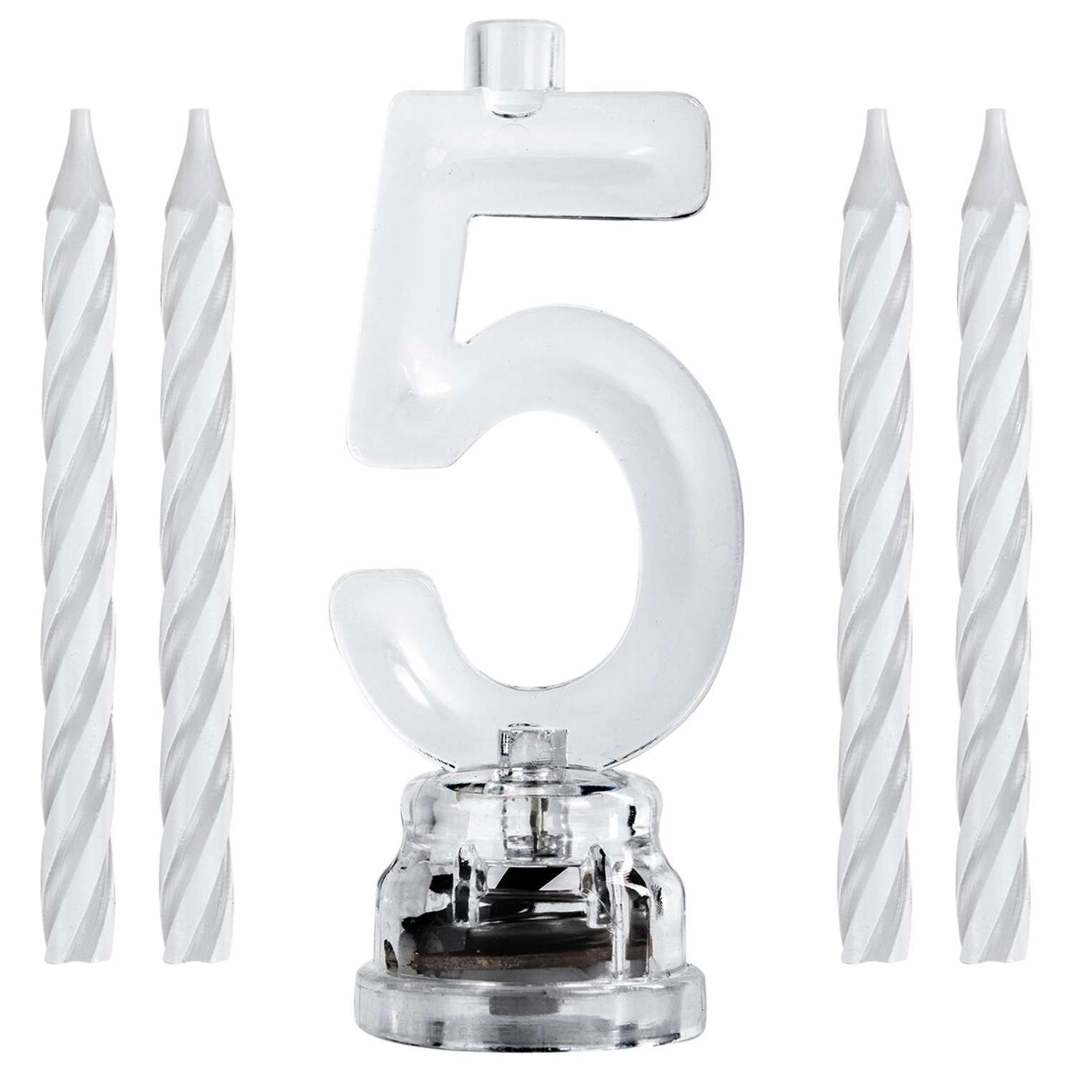 Подсвечник Золотая сказка на торт цифра 5 набор 4 свечи 6 см - фото 1