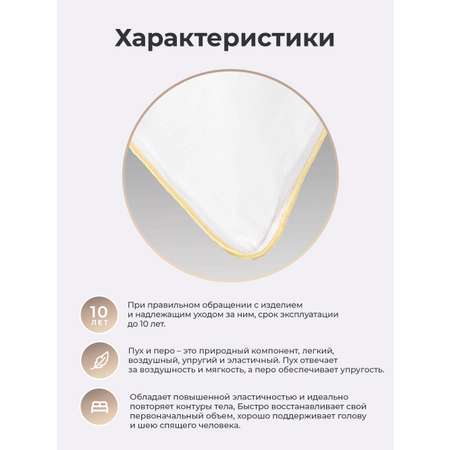 Подушка Arya Home Collection 70х70 пух перо для сна Selvina анатомическая мягкая