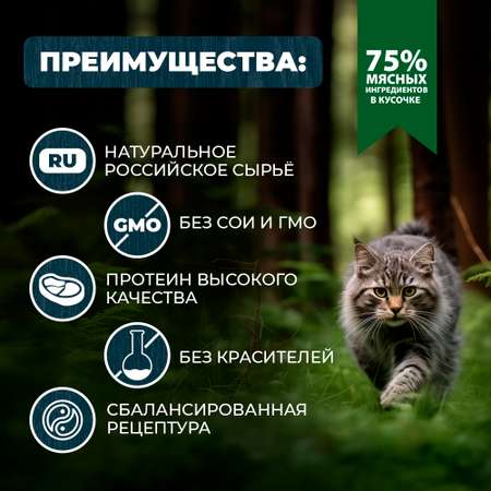 Корм для кошек и котов Родные корма стерилизованных и кастрированных По-елецки с индейкой кусочки в соусе 85г