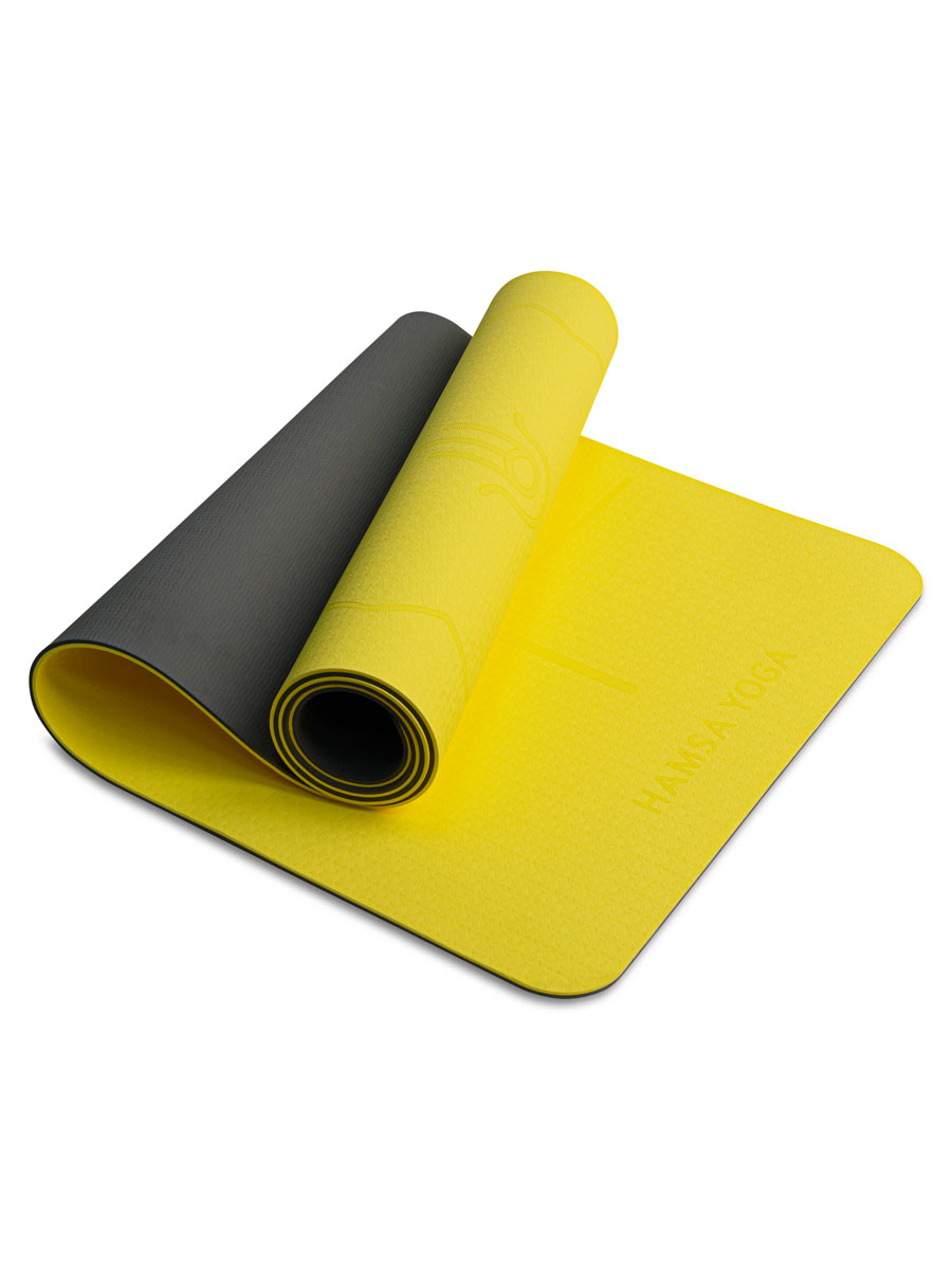 Коврик для йоги и фитнеса Hamsa Yoga TPE 183х61х0.6 см желтый - фото 1