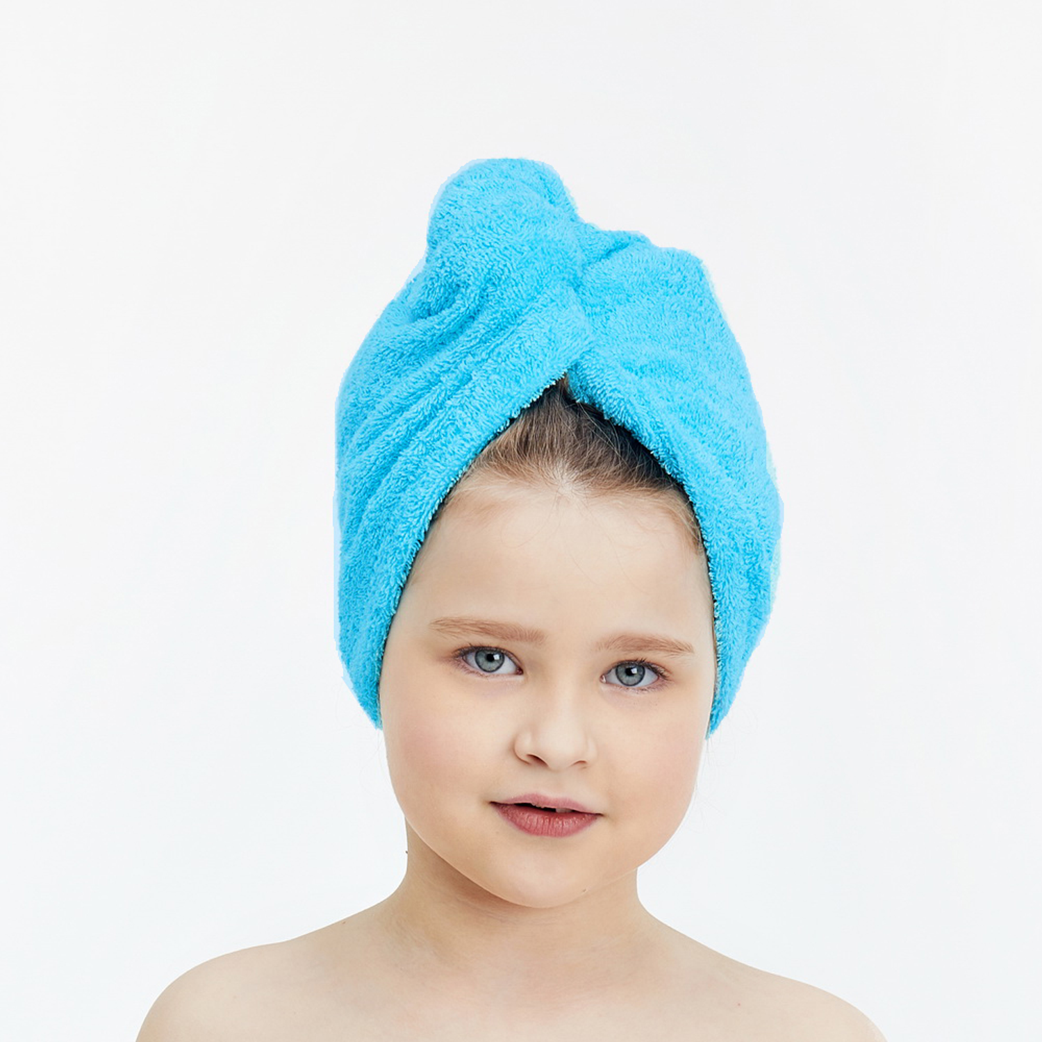 Чалма Forsalon детская махровая для сушки волос голубой - фото 1