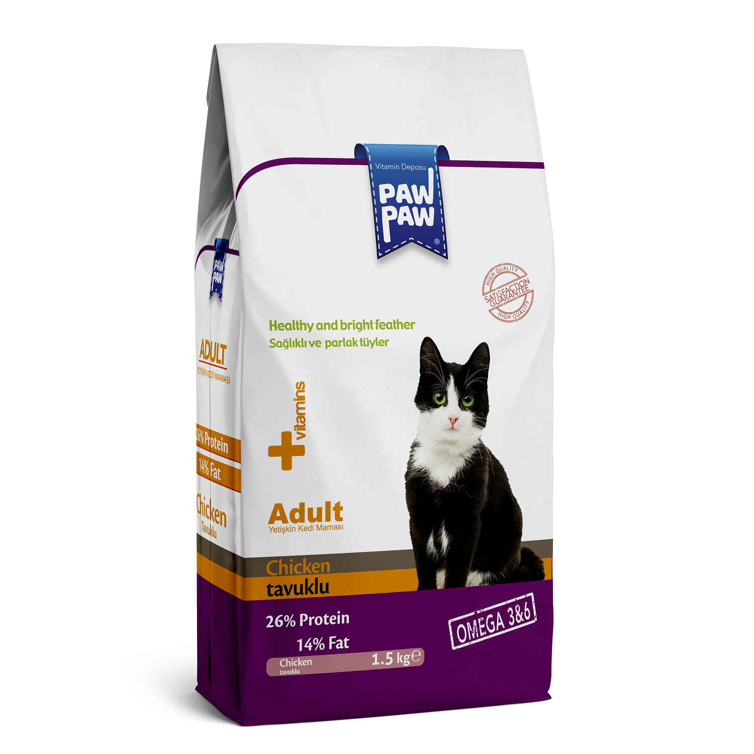 Корм для кошек Paw paw 1.5кг Adult Cat Food with Chicken с курицей сухой - фото 1