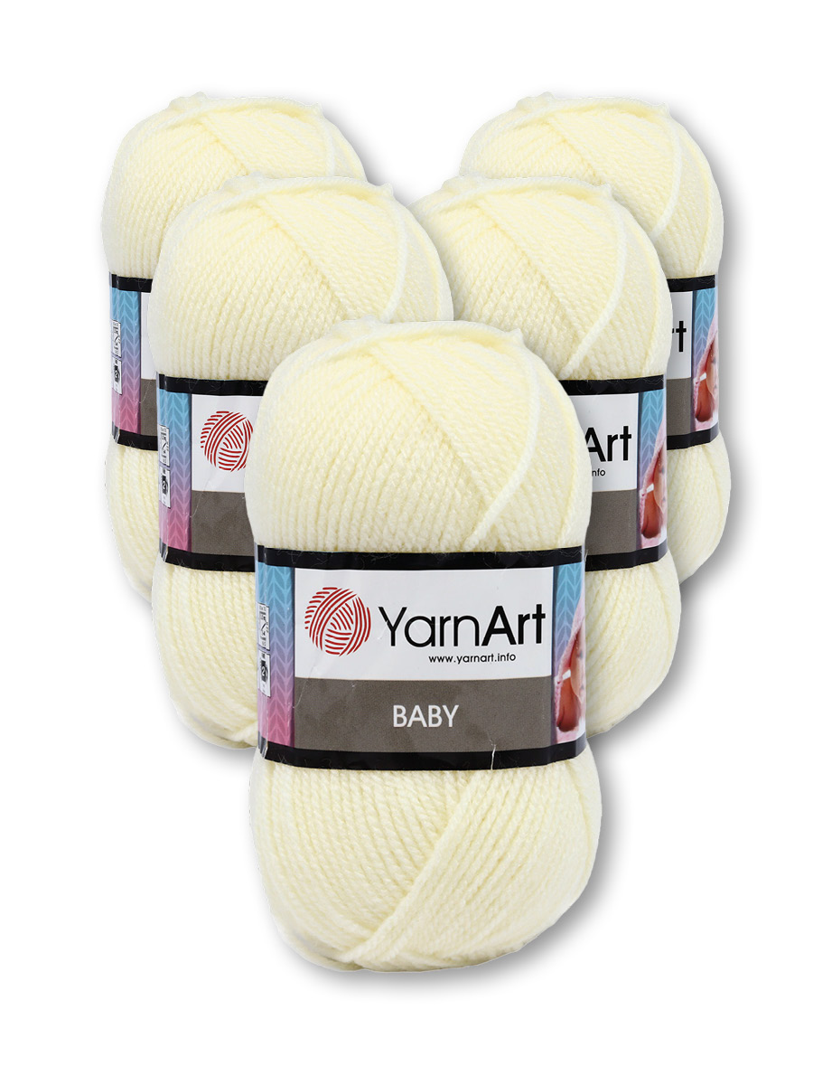 Пряжа для вязания YarnArt Baby 50 гр 150 м акрил мягкая детская 5 мотков 502 экрю - фото 6