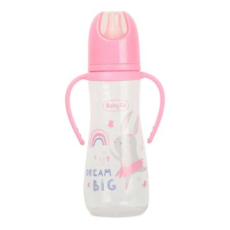 Бутылочка BabyGo с ручками 250мл Pink Z-001B